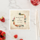 Serviette En Papier mariage monogramme du feuillage d'aquarelle d'auto (En situation)