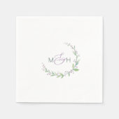 Serviette En Papier Mariage monogramme du feuillage vert mauve (Devant)