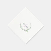 Serviette En Papier Mariage monogramme du feuillage vert mauve (Coin)