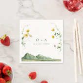 Serviette En Papier Mariage monogramme du Fleur sauvage Boho rustique (En situation)