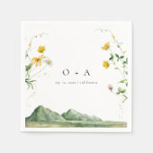 Serviette En Papier Mariage monogramme du Fleur sauvage Boho rustique (Devant)