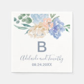 Serviette En Papier Mariage Monogramme Dusty Blue Florals (Devant)