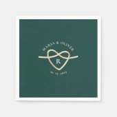 Serviette En Papier Mariage monogramme Emerald Green (Devant)