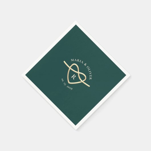 Serviette En Papier Mariage monogramme Emerald Green (Coin)