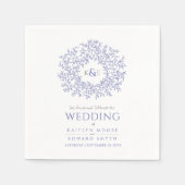 Serviette En Papier mariage monogramme en cercle bleu (Devant)