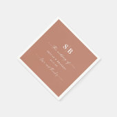Serviette En Papier Mariage monogramme en terre cuite simple couleur s (Coin)