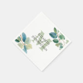 Serviette En Papier Mariage monogramme Eucalyptus vert (Coin)