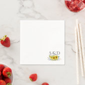 Serviette En Papier Mariage monogramme fleur sauvage d'aquarelle de to (En situation)