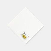 Serviette En Papier Mariage monogramme fleur sauvage d'aquarelle de to (Coin)