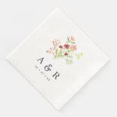Serviette En Papier Mariage Monogramme Fleur sauvage rustique (Coin)