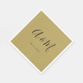 Serviette En Papier Mariage Monogramme Gold Black Elegant (Coin)