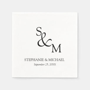 Serviette En Papier Mariage Monogramme Initial Nom Minimal
