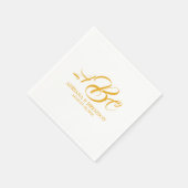 Serviette En Papier Mariage Monogramme initial or blanc (Coin)
