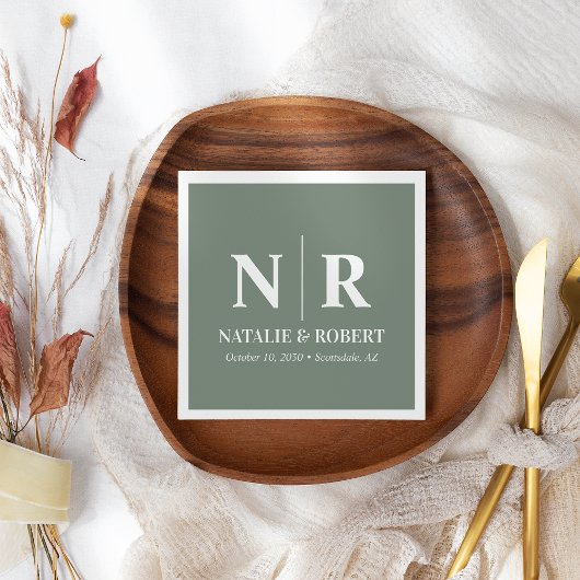 Serviette En Papier Mariage Monogramme Initiales De Mariée Et De Salle