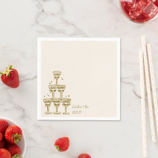 Serviette En Papier Mariage Monogramme manuscrit de Champagne Tower Go (En situation)
