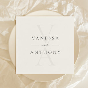 Serviette En Papier Mariage Monogramme minimaliste moderne