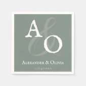 Serviette En Papier Mariage Monogramme minimaliste Sage Green (Devant)