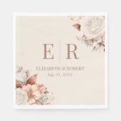 Serviette En Papier Mariage Monogramme Mocha Mocha Floral (Devant)