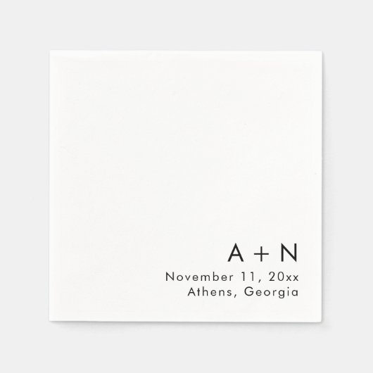 Serviette En Papier Mariage Monogramme moderne (Devant)