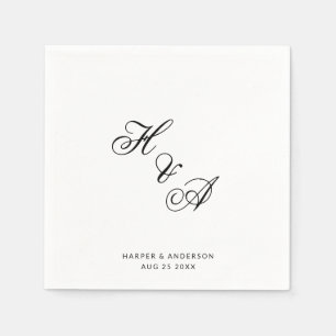 Serviette En Papier Mariage Monogramme Moderne Élégant Calligraphié