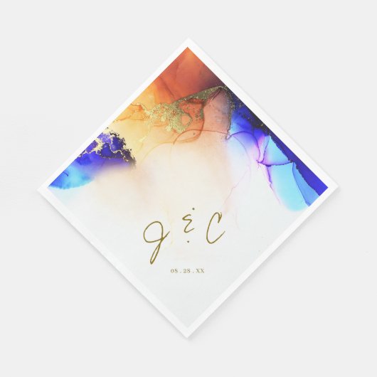 Serviette En Papier Mariage Monogramme moderne et dynamique (Coin)