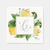 Serviette En Papier Mariage Monogramme moderne Lemon Garden (Devant)