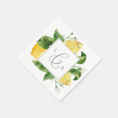 Serviette En Papier Mariage Monogramme moderne Lemon Garden (Coin)