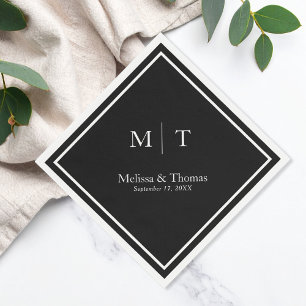 Serviette En Papier Mariage Monogramme moderne minimaliste