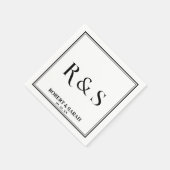 Serviette En Papier Mariage Monogramme moderne simple à double bordure (Coin)
