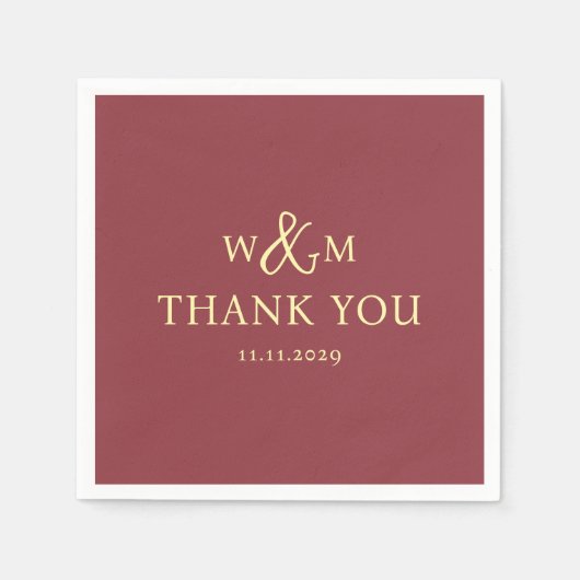 Serviette En Papier Mariage monogramme moderne simple et élégant (Devant)