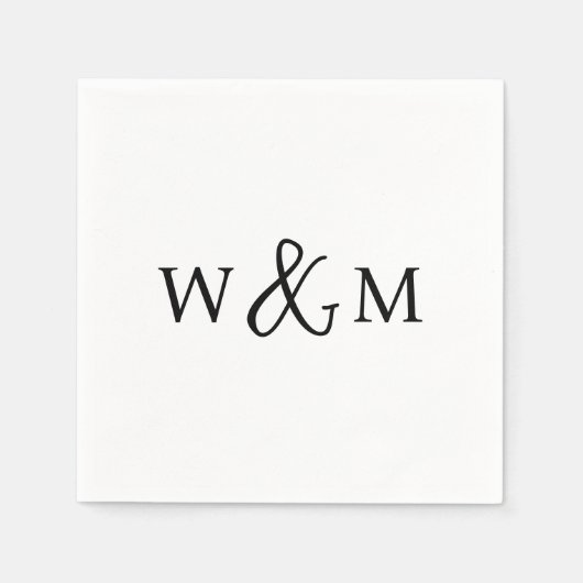 Serviette En Papier Mariage monogramme moderne simple et élégant (Devant)
