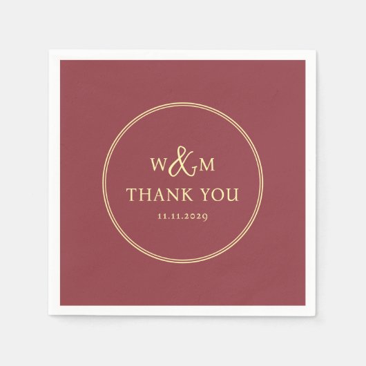 Serviette En Papier Mariage monogramme moderne simple et élégant (Devant)