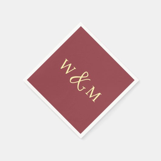 Serviette En Papier Mariage monogramme moderne simple et élégant (Coin)