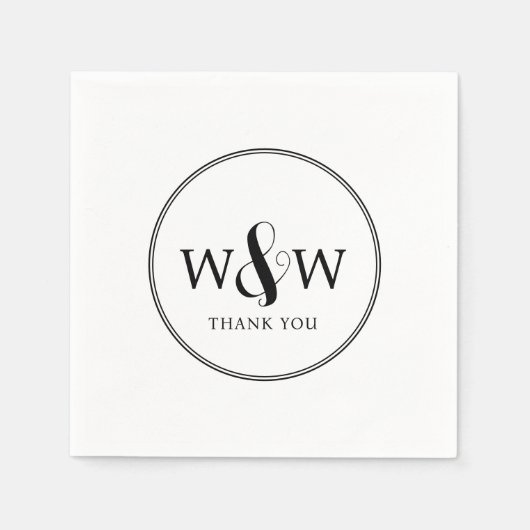 Serviette En Papier Mariage monogramme moderne simple et élégant (Devant)
