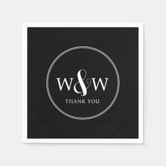 Serviette En Papier Mariage monogramme moderne simple et élégant (Devant)