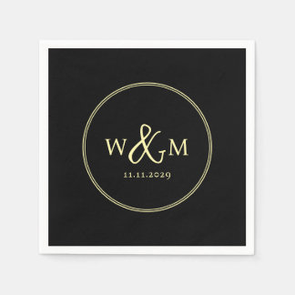 Serviette En Papier Mariage monogramme moderne simple et élégant