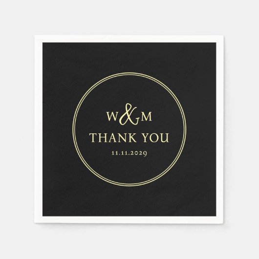 Serviette En Papier Mariage monogramme moderne simple et élégant (Devant)