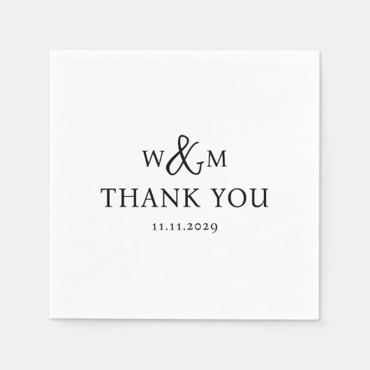 Serviette En Papier Mariage monogramme moderne simple et élégant (Devant)