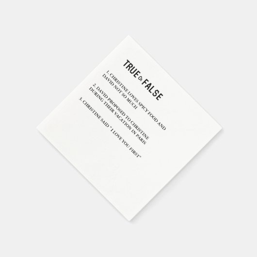 Serviette En Papier Mariage monogramme moderne Vrai ou faux (Coin)