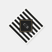 Serviette En Papier Mariage Monogramme Monogramme Gravé Noir Blanc (Coin)