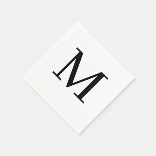 Serviette En Papier Mariage monogramme Napkin Classic Black Design (Coin)