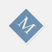 Serviette En Papier Mariage monogramme Napkin Dusty Blue Design (Coin)