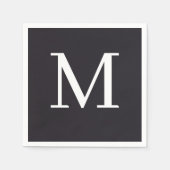 Serviette En Papier Mariage monogramme Napkin noir & blanc design (Devant)