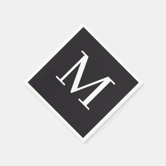 Serviette En Papier Mariage monogramme Napkin noir & blanc design (Coin)