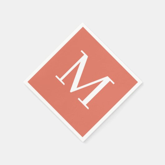 Serviette En Papier Mariage monogramme Napkin Terracotta Design (Coin)
