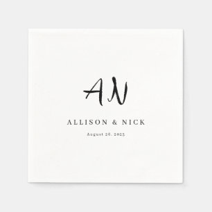 Serviette En Papier Mariage Monogramme Neutre Simple