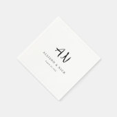 Serviette En Papier Mariage Monogramme Neutre Simple (Coin)