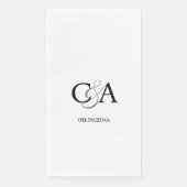 Serviette En Papier Mariage monogramme noir blanc (Devant)