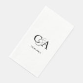 Serviette En Papier Mariage monogramme noir blanc (Coin)