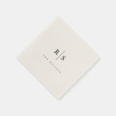 Serviette En Papier Mariage Monogramme noir & écrin classique (Coin)